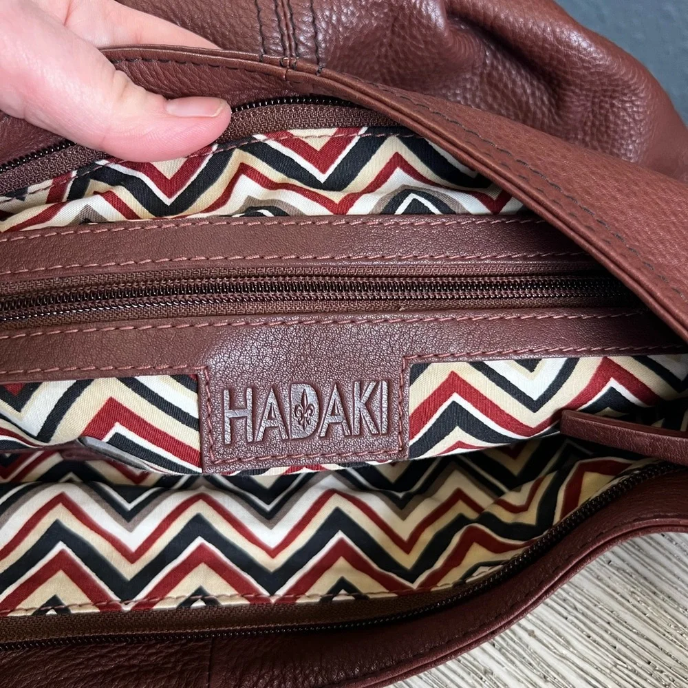 Hadaki Brown Leather Hobo Bag